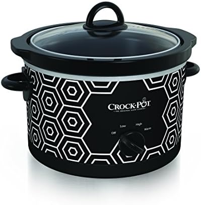 Crock-Pot 4.5 Quart Portable Slow Cooker – Black & White 76BD