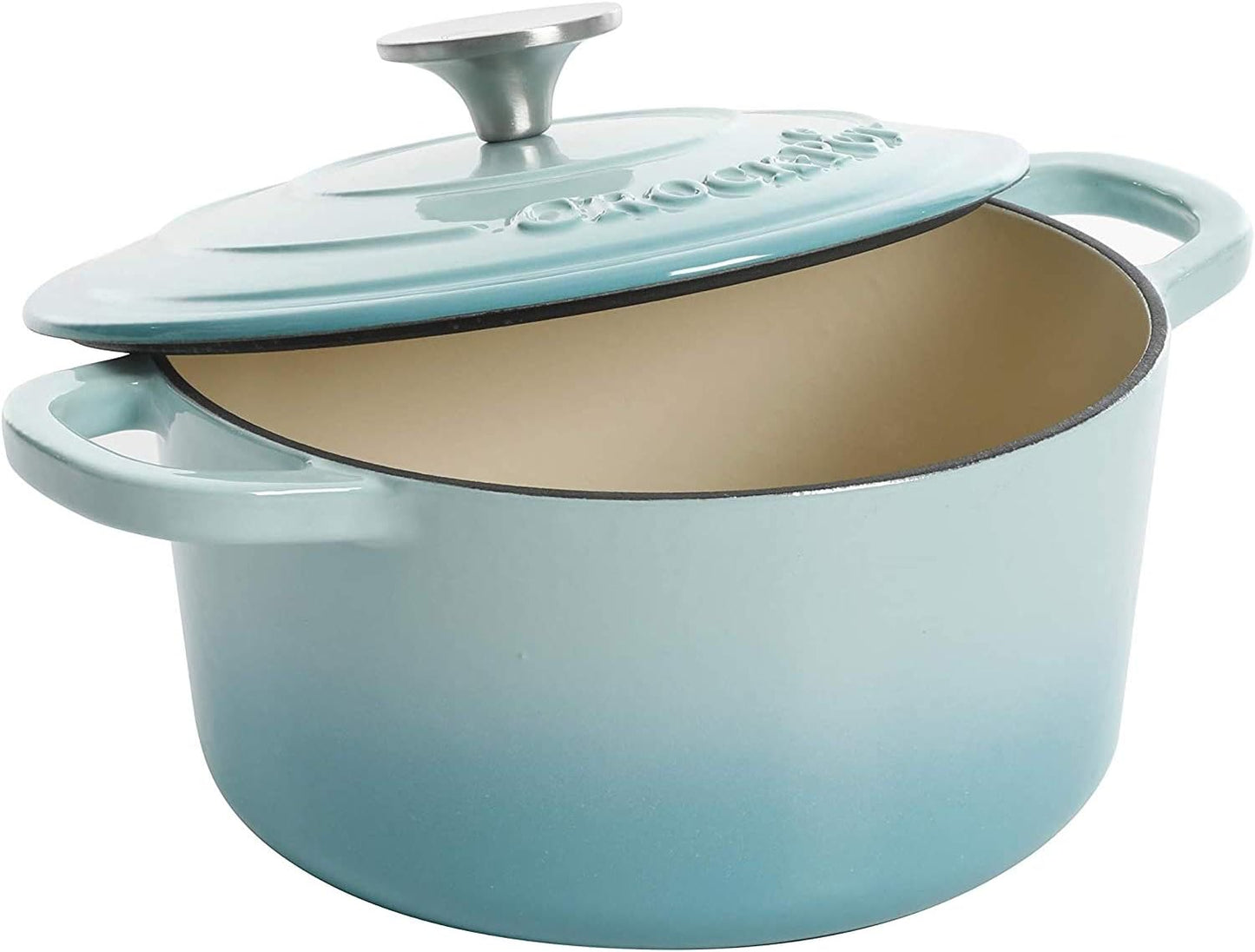 Crock-Pot 3 Quart Enameled Cast Iron Dutch Oven – Aqua 2ZUQ