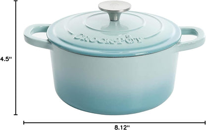 Crock-Pot 3 Quart Enameled Cast Iron Dutch Oven – Aqua 2ZUQ